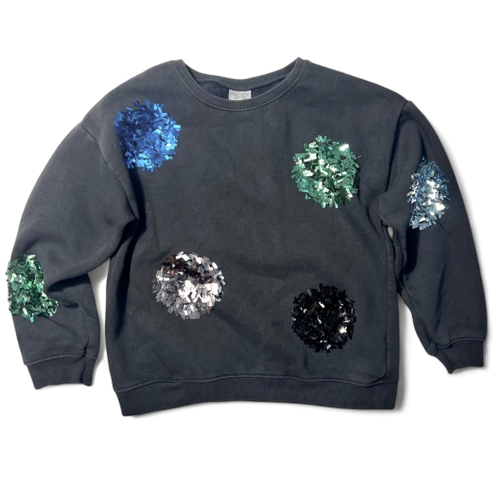 ZARA Black Circle Sequin Sweatshirt